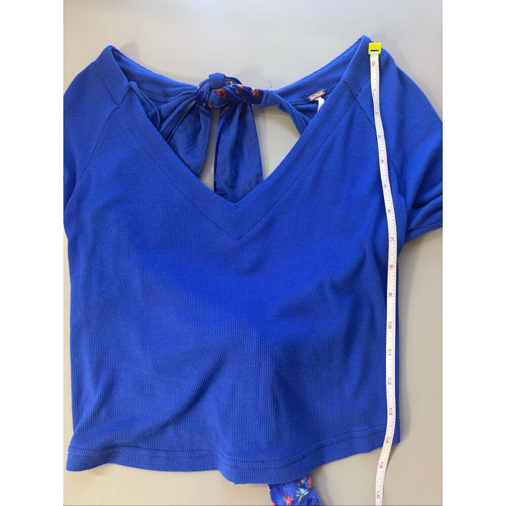 Free People Lookin Forward ribbed crop top open back Size small Blue Flame - Picture 10 of 13